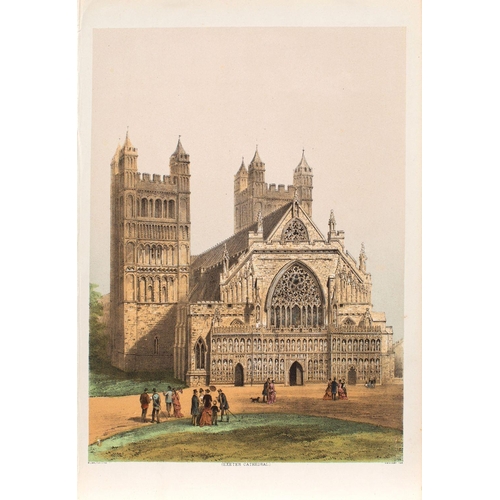 494 - Exeter Cathedral; a group of twelve assorted prints various dates 19th/20th century, comprising; a v... 