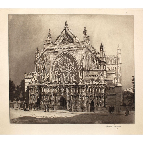 494 - Exeter Cathedral; a group of twelve assorted prints various dates 19th/20th century, comprising; a v... 