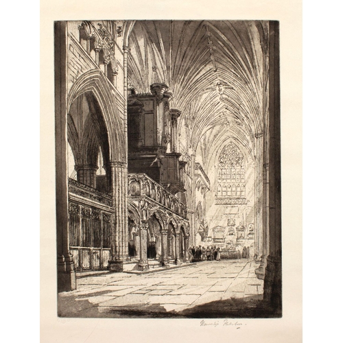 494 - Exeter Cathedral; a group of twelve assorted prints various dates 19th/20th century, comprising; a v... 