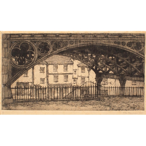 497 - F M Hayman (British, fl. mid-20th century) Exeter views; a group of five etchings each inscribed to ... 