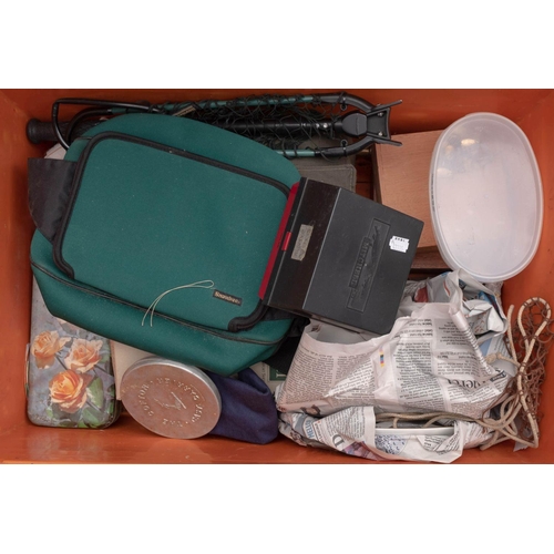 573 - A collection of various fly fishing equipment including a fly tying stand, lines, fly cases, a brass... 