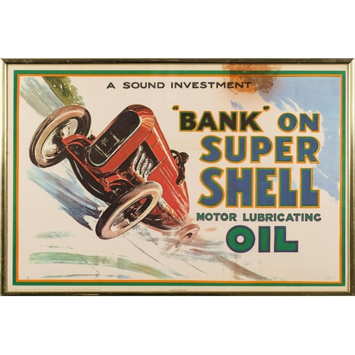 629 - A set of four reproduction shell advertising posters, including 'Shell Petrol Exclusively', 'The Lea... 