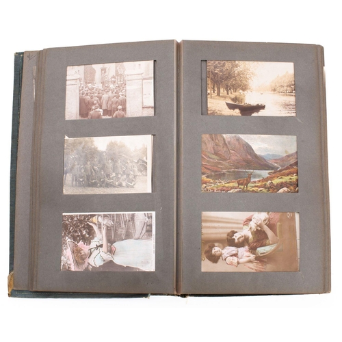 656 - An early 20th century postcard album and contents part filled with actresses, GB topographical and o... 