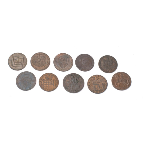 734 - Ten 18th century trade tokens (some higher grades)