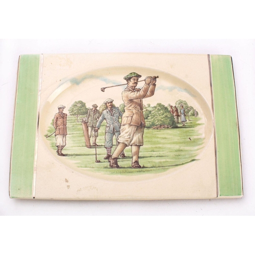 1 - A Clarice Cliff  Biarritz plate of 'Victorian Golfers' pattern, printed factory mark and impressed d... 