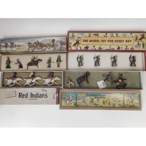 1174 - Britains Crown Range Set No 5s North American Indians: includes one mounted figure and four foot fig... 