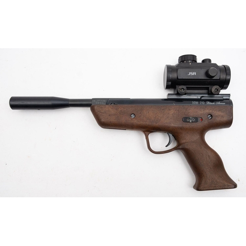123 - A Weirauch HW70 'Black Arrow' .177 calibre air pistol: serial number '176871' brown resin  moulded f... 