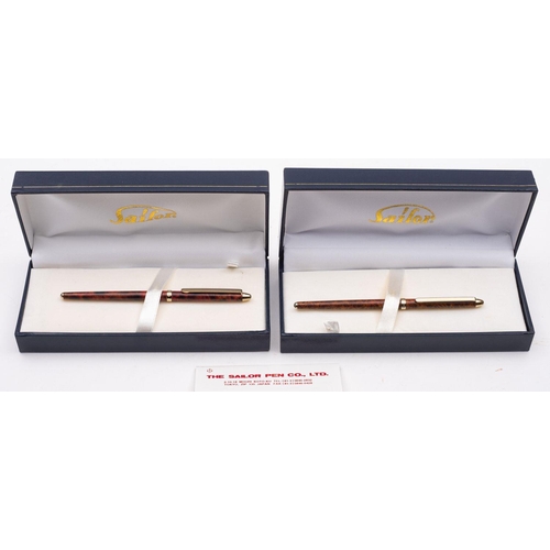 1239 - Sailor (Japan). Two boxed 'Chalana' fountain pens,  both with 18k gold nib 92)