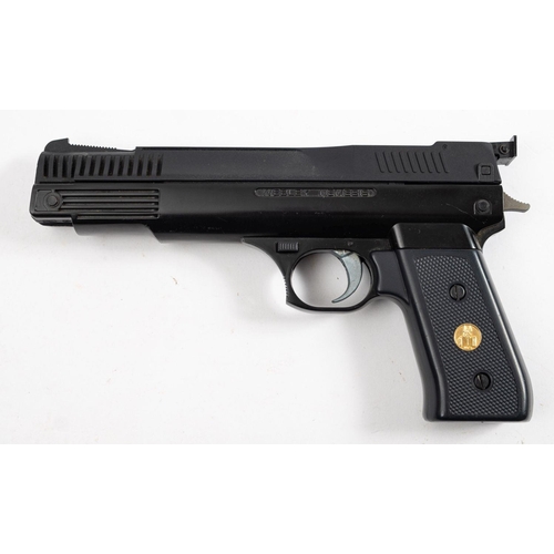 125 - A Webley Nemesis .22 calibre air pistol: black finish with two piece  chequered grip.   Please note ... 