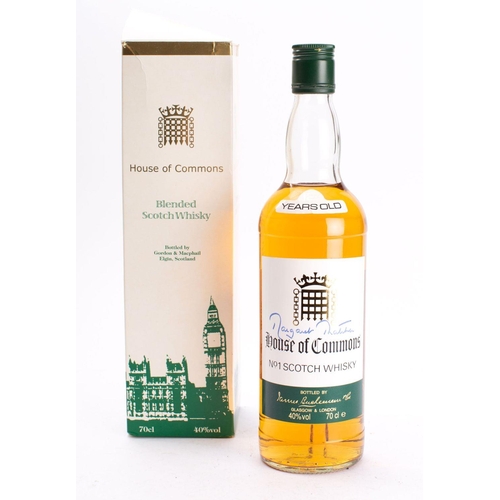 1277 - Margaret Thatcher (1925-2013). A signed bottle of House of Commons 12 year Old Blended No.1 Scotch W... 