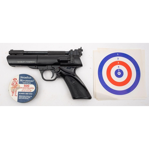 130 - A Wesley Tempest .22 calibre air pistol, black finish with two piece plastic grip, boxed.    Please ... 