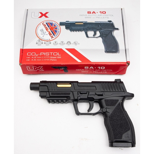 133 - An Umarex SA 10 .177 calibre BB CO2 air pistol serial number '16H56099' , black finish with four eig... 