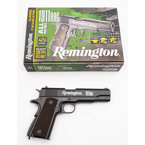 137 - A Remington 1911 RAC .177 clabire BB CO2 air pistol, serial number 'RW5B00697', black frame with two... 