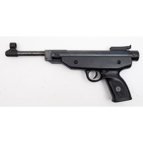 144 - An Edgar Brothers Mod. 20 .177 calibre air pistol serial number '110407397' , black finish with blac... 