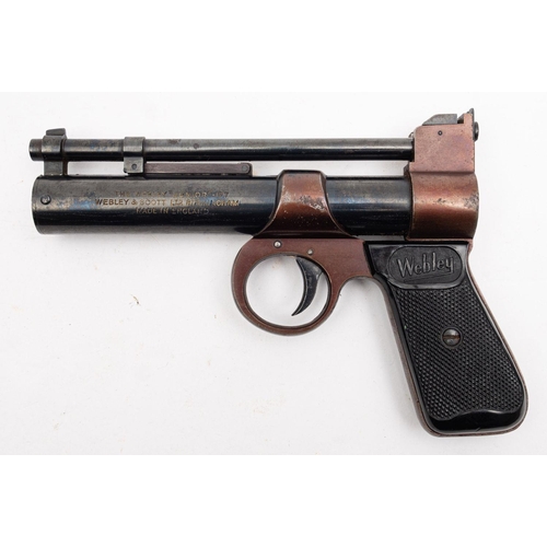 156 - A  post war Webley Junior .177 air pistol serial number '382',  retaining majority of original finis... 