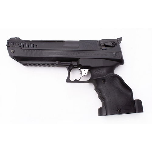 157 - A Webley Alecto .22 calibre air pistol serial number 'TR AT011W 00782', black plastic frame and ergo... 