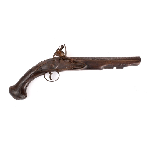 179 - A late 18th century flintlock pistol, the plain 8 inch barrel with proof marks to chamber,  sidelock... 