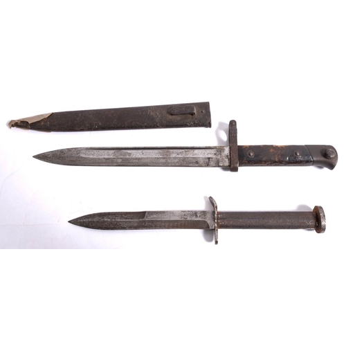 227 - An Austro Hungarian M1895 bayonet, maker Fegyver es Gepgyar,  the straight single edge fullered blad... 