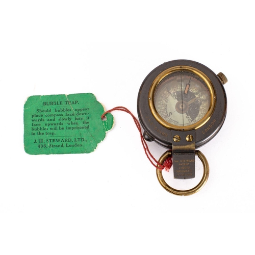 268 - Early twentieth century 'Steward Patent Liquid Compass', stamped as per title with original bubble-t... 