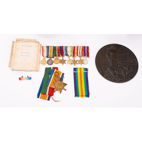 377 - A WWI family group: comprising WWI 1914-1915 Star 'J Townrow STO MFA', a miniature group of eight, a... 