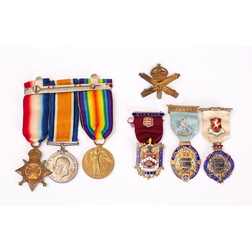 378 - A WWI trio to '3100 Pte E.T Payne 7-Lond. R': comprising 1914-15 Star War Medal and Victory Medal, t... 