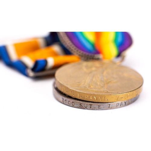 378 - A WWI trio to '3100 Pte E.T Payne 7-Lond. R': comprising 1914-15 Star War Medal and Victory Medal, t... 