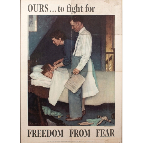 379 - An American WWII period  OWI poster No. 46 'Ours.. to fight for Freedom From Fear' US Government Pri... 