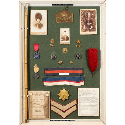 395 - A framed miliaria group for Corporal  George Ambrose Yates, No.1962 3rd  Battalion Coldstream Guards... 