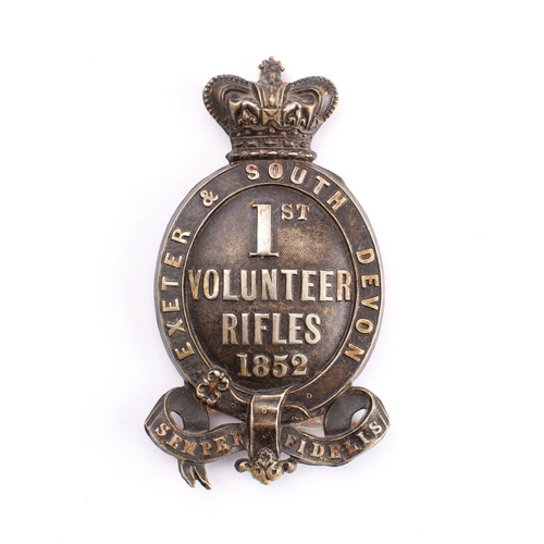 431 - 1st (Exeter & South Devon) Rifle Volunteer's Officer pouch belt plate, 1859-1901: QC oval '1st Volun... 