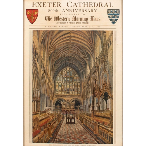 494 - Exeter Cathedral; a group of twelve assorted prints various dates 19th/20th century, comprising; a v... 