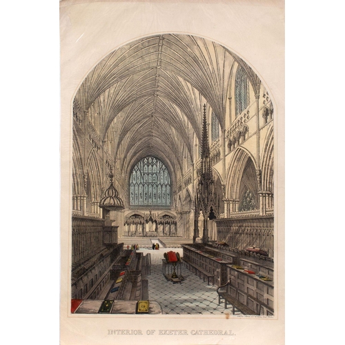 494 - Exeter Cathedral; a group of twelve assorted prints various dates 19th/20th century, comprising; a v... 