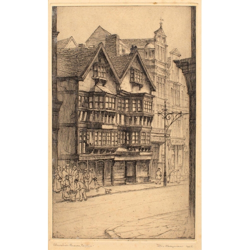 497 - F M Hayman (British, fl. mid-20th century) Exeter views; a group of five etchings each inscribed to ... 