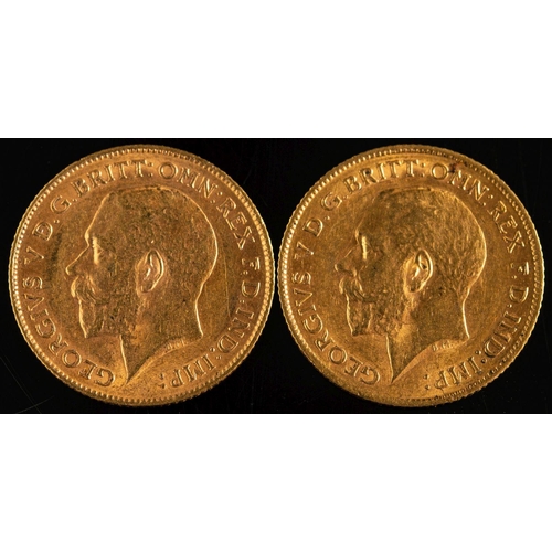 723 - Two George V 1911 half sovereigns.