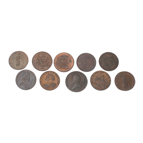 734 - Ten 18th century trade tokens (some higher grades)