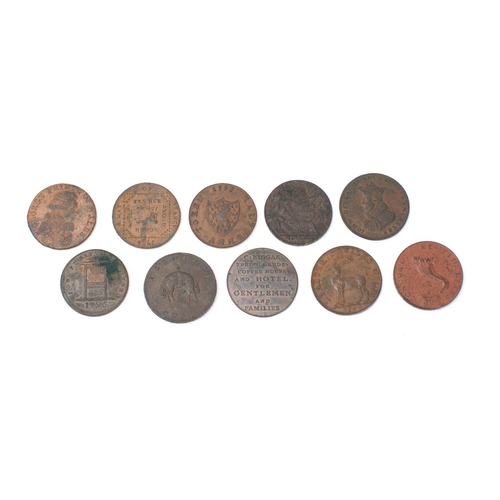 736 - Ten 18th century trade tokens  (some higher grades)