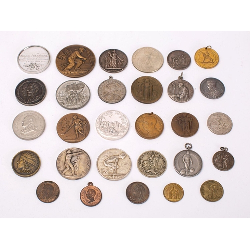 751 - A mixed group of silver and base metal tokens,  including a silver London College of Music medal war... 