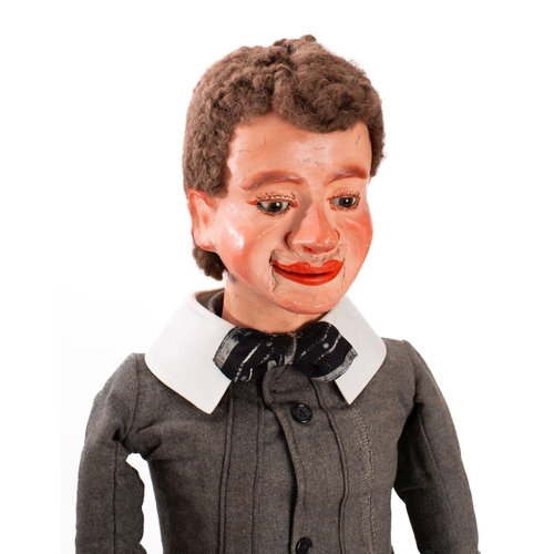 849 - A late 19th/early 20th century  ventriloquial 'dummy' figure of a young boy: the painted mache head ... 