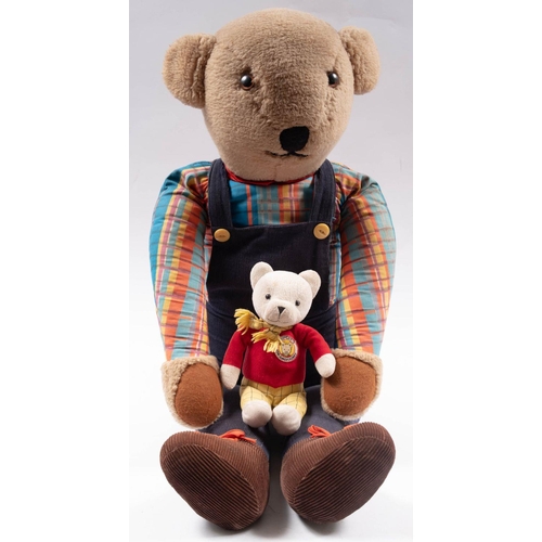 861 - A large blonde plush Teddy bear, together with a small Rupert bear and a boxed Stylophone.