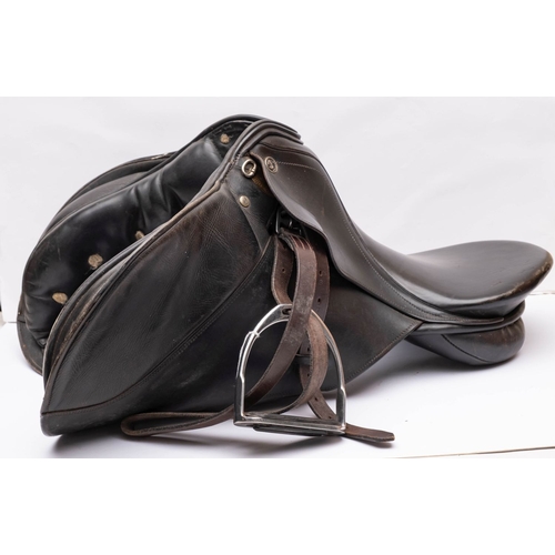 52 - A black leather general purpose saddle by Kieffer, Germany, numbered '0403201'.
