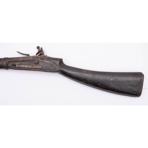 174 - An 18th/19th century Indo-Persian flintlock jezail, 46 inch copper banded barrel with sidelock actio... 