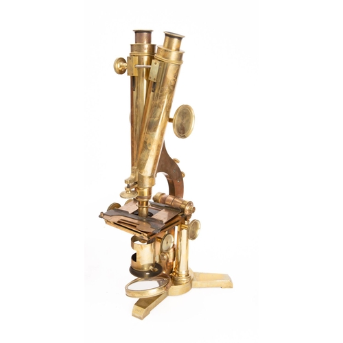 476 - A late 19th century lacquered brass compound binocular microscope by R & J Beck,London, circa 1868: ... 