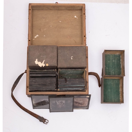 558 - A cased set of  Bovril Ltd. 3 inch dispositive magic lantern slides of Naval and diving history,  th... 