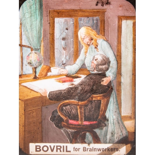 558 - A cased set of  Bovril Ltd. 3 inch dispositive magic lantern slides of Naval and diving history,  th... 