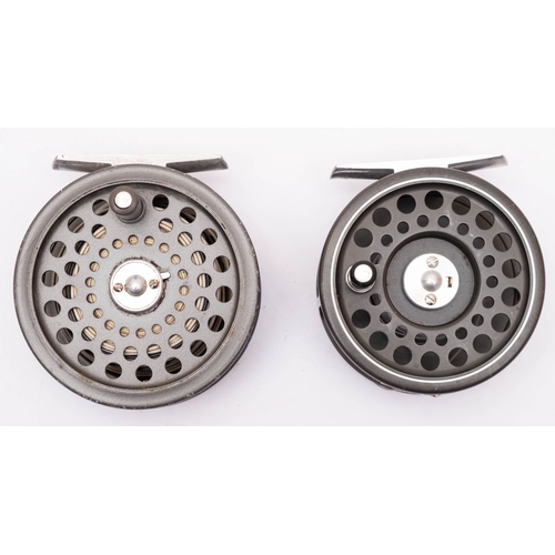 580 - A House of Hardy 'Prince'  5/6 fly reel and a House of Hardy 'JLH #6' reel,  both with single ebonis... 