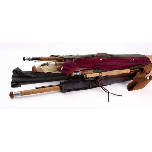 604 - A Richard Walker Mark IV two piece split cane Carp rod in canvas bag,  together with a Hardy  two pi... 