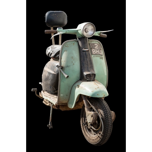 624 - A 1953 Lambretta  Li 125cc: registration '2 BHJ', 21164 miles,  light green with black engine covers... 