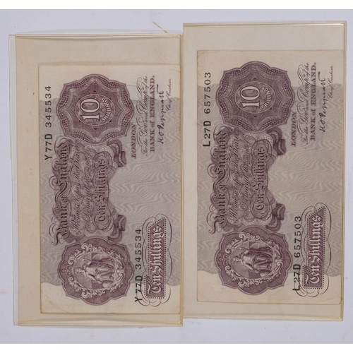 765 - Bank of England white £5 note dated 22nd April 1919: together with two Peppiatt mauve 10 shilling no... 