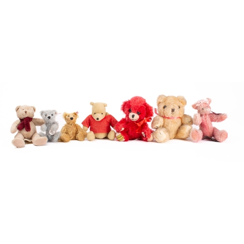 828 - Two miniature Steiff Club Teddy bears together with a group of  five other similar Teddy bears  (7)