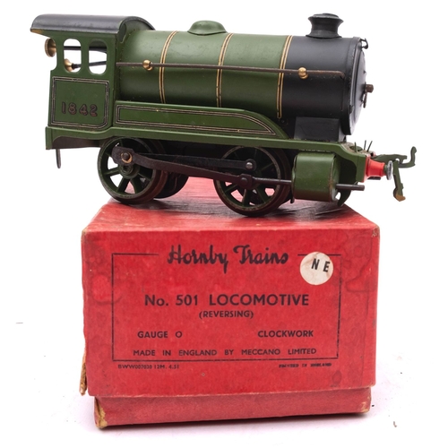 976 - Two boxed Hornby O gauge clockwork tank locomotives, comprising  M12 GWR green 0-4-0 No 6600 and  No... 