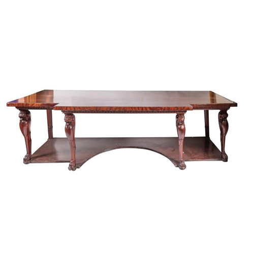 1154 - A substantial late George III mahogany breakfront serving table, almost certainly Tatham of London, ... 